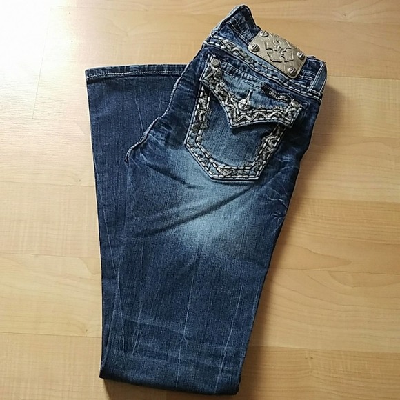 Miss Me Mid-rise Boot Cut Blue Jeans Sz 27 - Picture 1 of 5